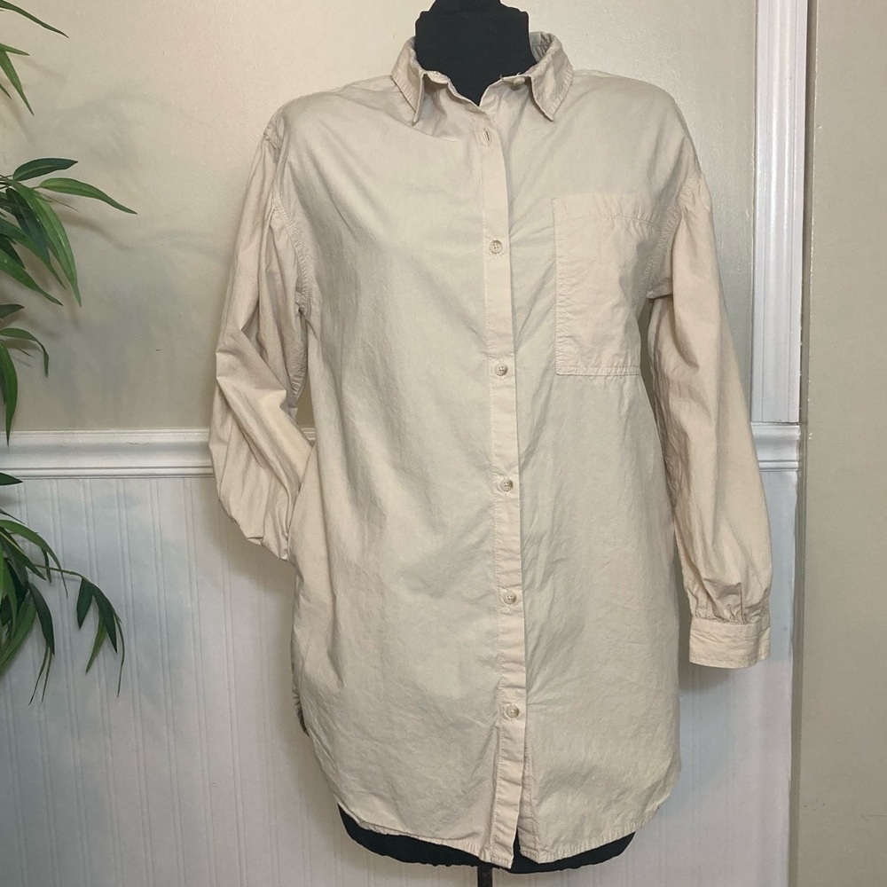 Zara Women’s Cotton, Oversized, Button down Tunic Shirt, EUC size 11/12 - Picture 2 of 12